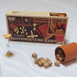 Vintage 1971 Scrabble Sentence Cube Game Wooden Dice Word Game
